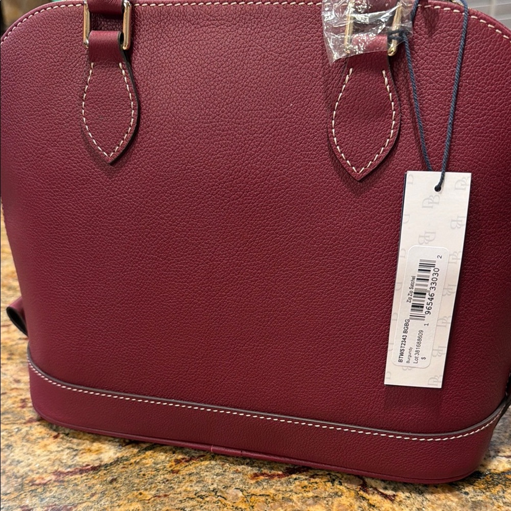 NEW Dooney & Bourke Pebbled Leather Satchel in Burgundy - Picture 3 of 8